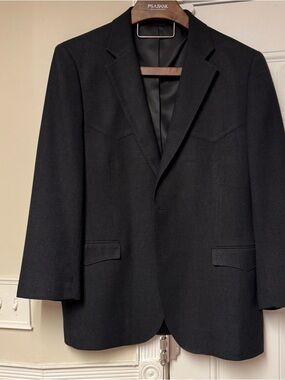 RED SKY Men's Black Two-Button Western Blazer